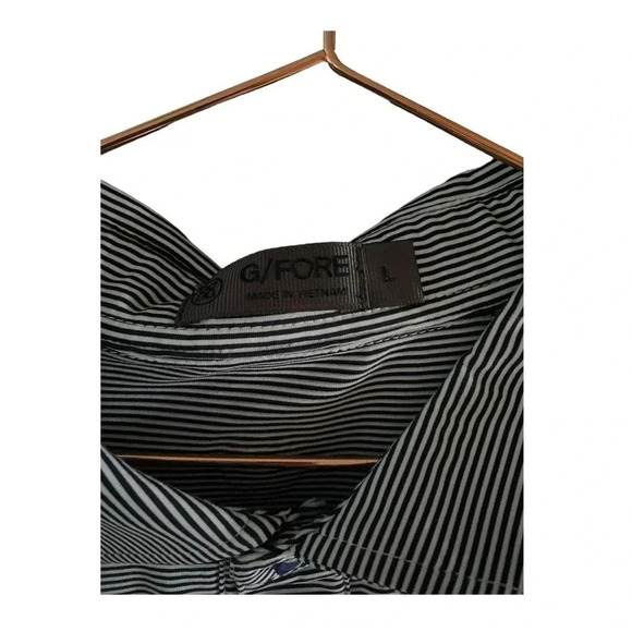 G/Fore Herc Entertainment Men's Gray Striped Short Sleeve Polo Shirt Size L - Picture 3 of 3